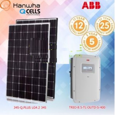 Hệ Thống Điện Mặt Trời Hòa Lưới Cao Cấp ABB 3 Pha - 10,35KWP (30 Tấm Pin)