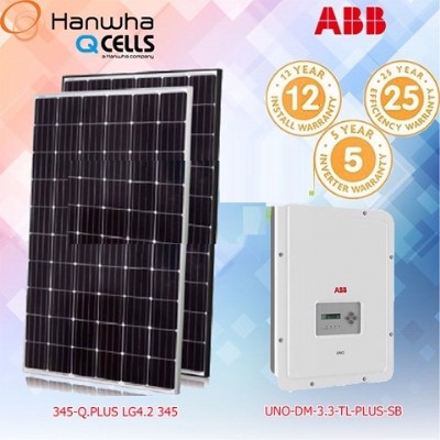 Hệ Thống Điện Mặt Trời Hòa Lưới Cao Cấp ABB 1 Pha - 4.14KWP (12 Tấm Pin)